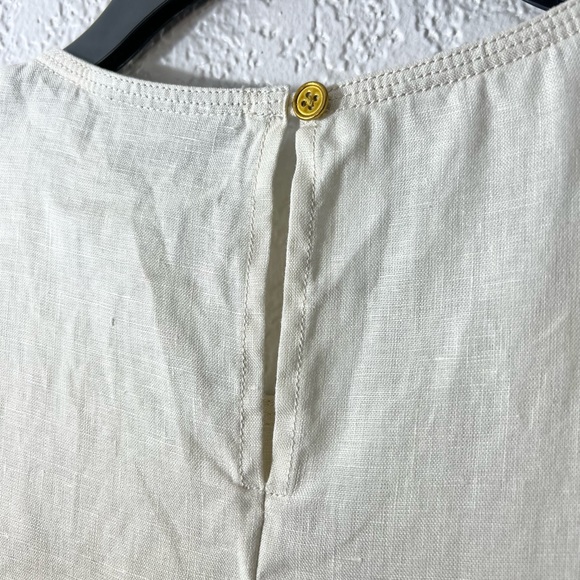 Donna Karan Linen Cream Tan Sleeveless Casual Spring Summer Designer Blouse Tops - Picture 6 of 10